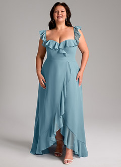 Azazie Lyra Brautjungfernkleider Wandelbar A-Linie Cabrio Chiffon Kleid Stimmungsvolles Blau image15