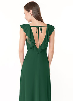 Azazie Yoko Bridesmaid Dresses Dark Green A-Line Ruched Chiffon Dress image6