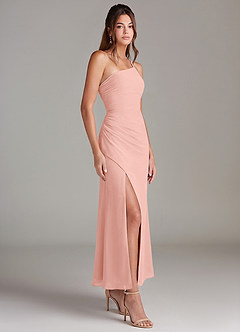 Azazie Eren 신부 들러리 드레스 인어 한쪽 어깨 쉬폰 발목 길이 드레스 image4