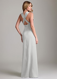 Azazie Cemion Bridesmaid Dresses Silver A-Line Stretch Satin Dress image3
