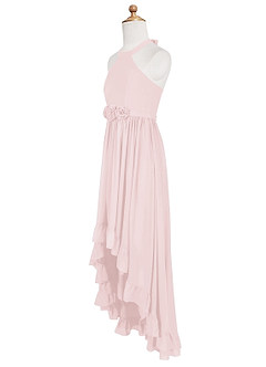 Azazie Hermione Vestido de Rosa Rubor de Gasa/ Chiffon de Acampanado image8