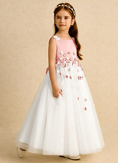 Azazie Eleni Flower Girl Dresses Ivory Rosette Ball-Gown Bow Tulle Dress image6