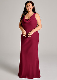 Azazie Rylina Bridesmaid Dresses Burgundy Mermaid Pleated Chiffon Dress image9