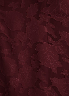 Azazie Raisa Bridesmaid Dresses Cabernet A-Line Off the Shoulder Floral Burnout Dress image9