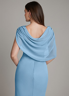 Azazie Hadley Abiti da Damigella Abito Sirena in Chiffon Plissettato Blu Acciaio image7