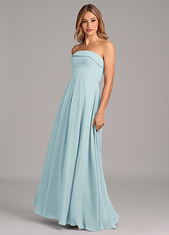 Azazie Lucienne Abiti da Damigella Abito Convertibile A-Line in Chiffon Senza Cinturino Sea Glass image4