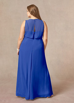Azazie Marchioness Mother of the Bride Dresses Royal Blue A-Line Scoop Pleated Chiffon Dress image8