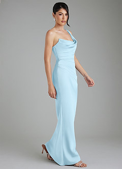 Azazie Sabrina Bridesmaid Dresses Sky Blue Mermaid Corset Stretch Satin Dress image9