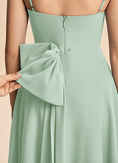 Azazie Bear Junior Agave A-Line Pleated Chiffon Dress image6