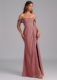 Azazie Johana Jurken voor bruidsmeisjes Converteerbaar Jurk van Chiffon met Zeemeermin Off the Shoulder Amethist image6