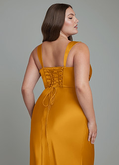 Azazie Agustina Bridesmaid Dresses Butterscotch Mermaid Corset Stretch Satin Dress image13