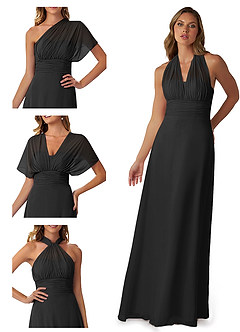 Azazie Fifi Bridesmaid Dresses Black A-Line Strapless Chiffon Convertible Dress image7