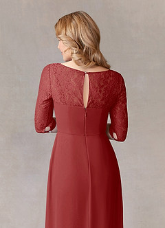 Azazie Leonine Mother of the Bride Dresses Rust A-Line Scoop lace Chiffon Dress image7