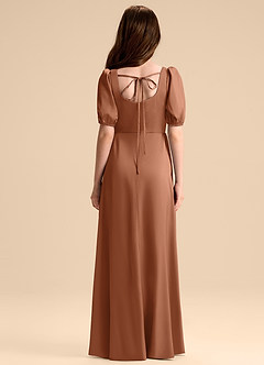 Azazie Briar Junior Vestido de Bronceador de Satén Elástico de Corte en A con Lazo image2