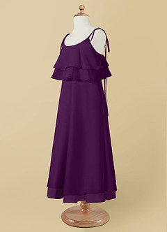 Azazie Temi Jurken voor bloemenmeisjes A-Lijn Jurk van Chiffon Spaghetti Bandje Druif image12