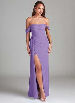 Azazie Amyra Bridesmaid Dresses Tahiti Sheath Off the Shoulder Chiffon Convertible Dress image3