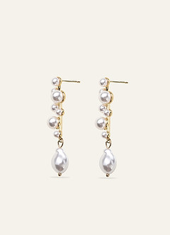 front Pearl Chandelier Earrings