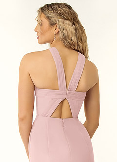 Azazie Rue Brautjungfernkleider A-Linie Halter Chiffon Kleid Puderrosa image3