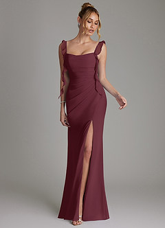Azazie Jessamine Bridesmaid Dresses Cabernet Mermaid Corset Chiffon Dress image4