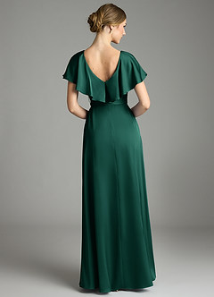 Azazie Lainey Bridesmaid Dresses Emerald A-Line with Pockets Stretch Satin Dress image7