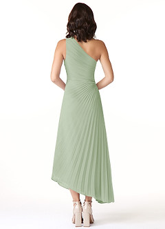 Azazie Kirra Jurken voor bruidsmeisjes Jurk van Chiffon met A-Lijn One-Shoulder Stoffige Salie image2