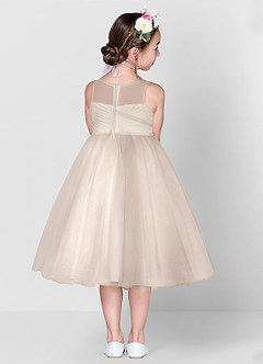 Azazie Brienne Flower Girl Dresses Ball-Gown Sequins Tulle Tea-Length Dress image2