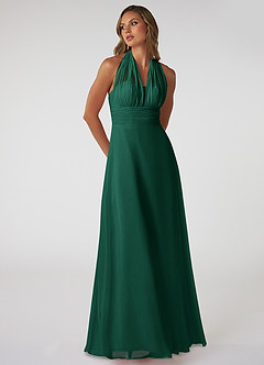 Azazie Fifi Bridesmaid Dresses Emerald A-Line Strapless Chiffon Convertible Dress image6