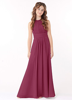 Azazie Bonnie Junior Mulberry A-Line Pleated Chiffon Dress image1