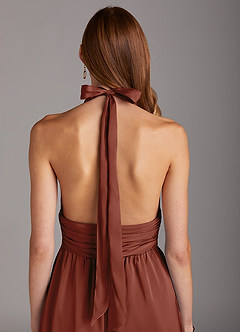 Azazie Oli Brautjungfernkleider Plissee Stretch-Satin Overall/Jumpsuit Rotbraun image5