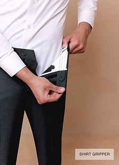 front Savile Charcoal Wool Blend Dress Pants