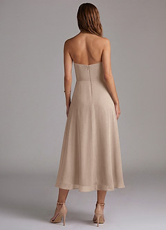 Azazie Wren Bridesmaid Dresses Taupe A-Line Strapless Chiffon Dress image2