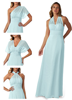 Azazie Fifi Bridesmaid Dresses Sea Glass A-Line Strapless Chiffon Convertible Dress image7
