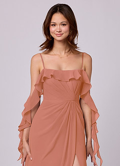 Barbie ♥ Azazie Robes de demoiselle d'honneur Robe Trapèze Convertible en Mousseline de soie Épaule décolletée Mai Tai image2