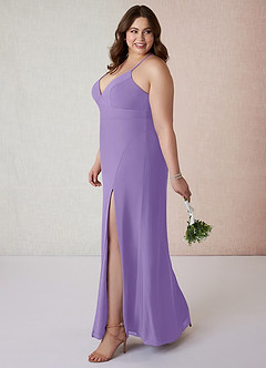 Azazie Becca Bridesmaid Dresses Tahiti Sheath V-Neck Chiffon Dress image9