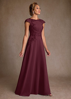 Azazie Christi Mother of the Bride Dresses Cabernet A-Line Lace Chiffon Dress image3