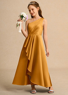 Azazie Taffy Junior Formal Flower Girl Klänningar Klä A-Line i Matt satäng Spets image3