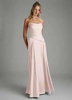 Azazie Gabriela Brautjungfernkleider A-Linie Korsett Stretch-Satin Kleid Zartrosa image8