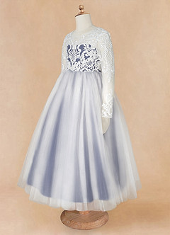 Azazie Elodie Flower Girl Dresses Ivory Stormy Ball-Gown Lace Dress image12