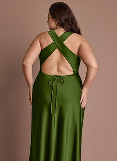 Evadne Olive Green Open Back Dress image2