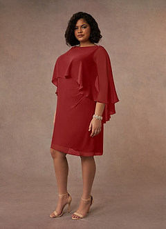 Azazie Mirra Mother of the Bride Dresses Rust Sheath Scoop Pleated Chiffon Dress image8