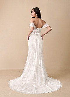 Azazie Eos Vestidos de novia Vestido de Diamante Blanco de Cuentas de Corte Sirena con Vestidos sin tirantes image7
