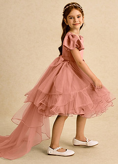 Azazie Cocoa vestidos de niña de las flores Vestido de Mai Tai de Tul de Princesa con Plisado image1