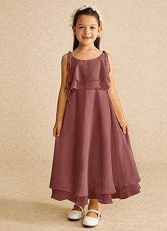 Azazie Temi Flower Girl Dresses Amethyst A-Line Spaghetti Strap Chiffon Dress image4