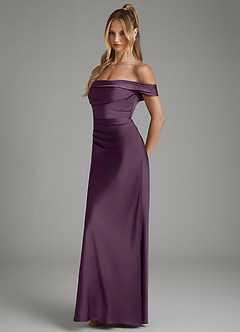 Azazie Hayden Bridesmaid Dresses Plum Mermaid Corset Stretch Satin Dress image4