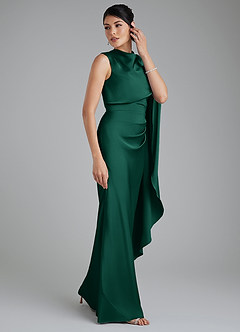 Azazie Taj Bridesmaid Dresses Emerald Mermaid Corset Stretch Satin Dress image6
