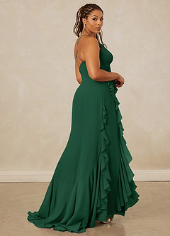 Christian Siriano Bridal for Azazie 1006 Robes de demoiselle d'honneur Robe Sirène en Mousseline de soie Rayé Vert Foncé image9
