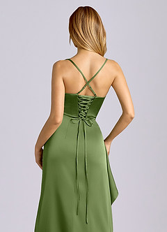 Azazie Sarai Suknie dla druhen Osłona Gorset Satyna elastyczna Do ziemi Sukienka image2