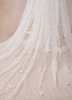 front 3D Flower Cathedral Veil