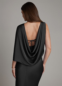 Azazie Darby Bridesmaid Dresses Black Mermaid Pleated Stretch Satin Dress image6