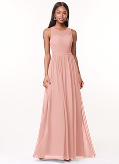 Azazie Nina Brautjungfernkleider A-Linie Plissee Chiffon Kleid Rosettenrosa image1